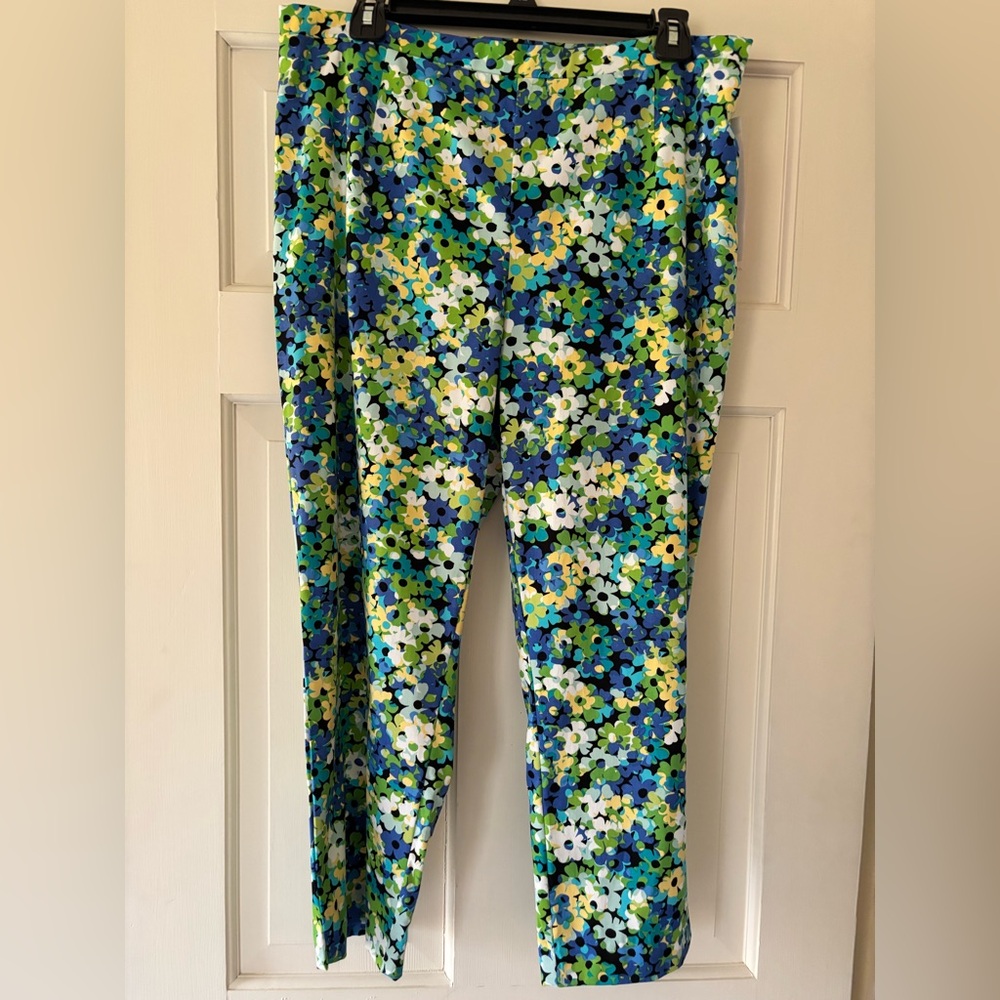 Sunny Leigh Multicolor Floral Pants. Size 12, NWT.  Waist is 34 inches